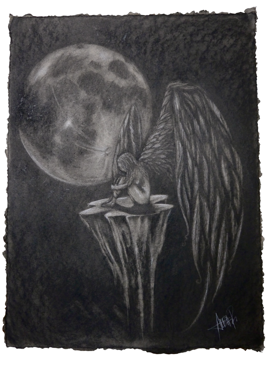 Angel in the Dark - Charcoal Drawing