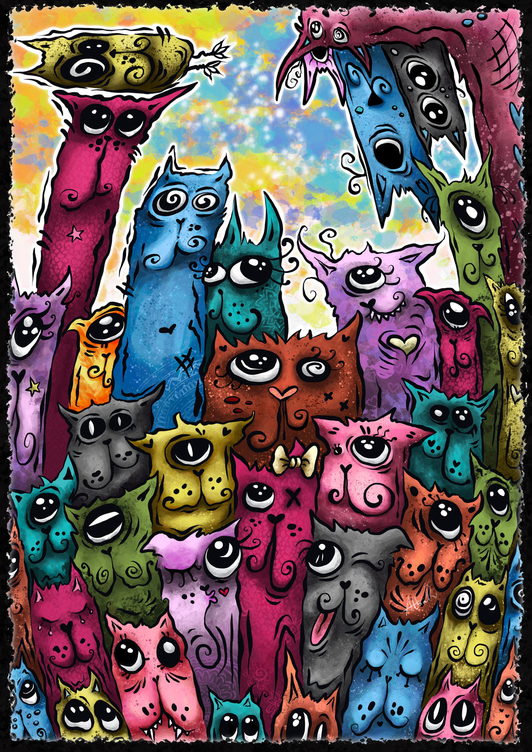 Suspicious Cats - Illustration